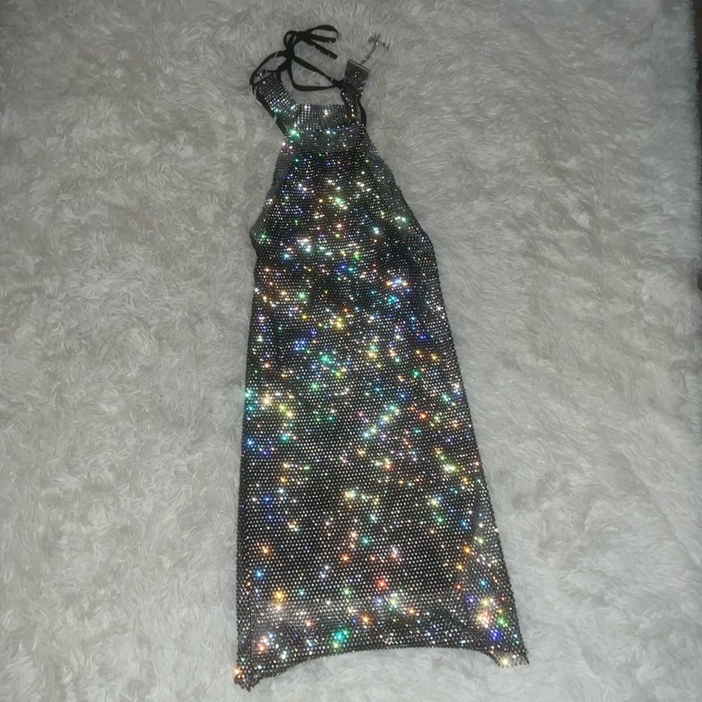 Sparkly body con mini dress